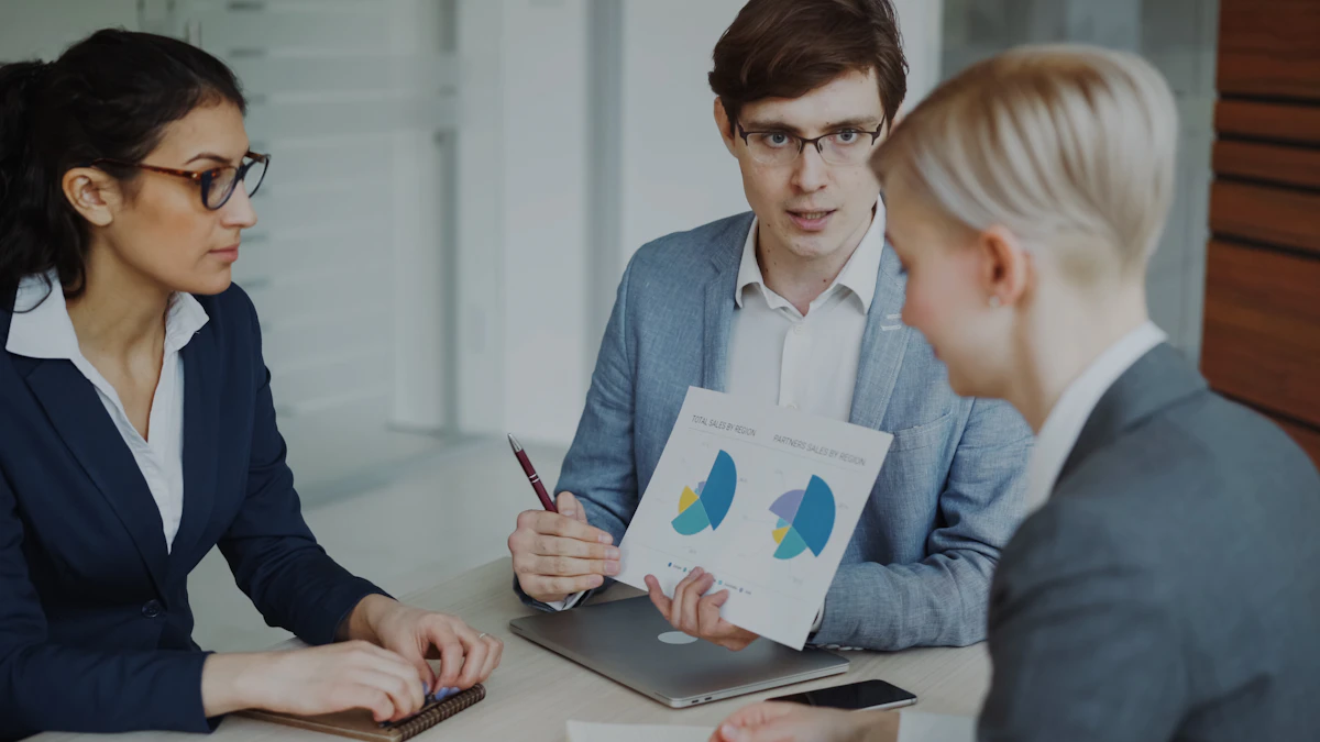 Professional showing financial charts during a debt management discussion